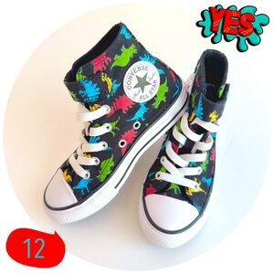 NEW Boy Converse Chuck Taylor All Star Easy-On Dinosaurs Black High Top Size 12